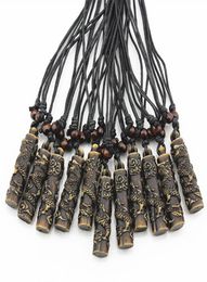Jewelry Whole 12pcs COOL Boy men039s Simulation Bone Carving Totem Dragon Pendant Wood Beads Amulet Pendant Necklace Lucky 3074033