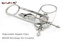 Butterfly Adjustable Nipple Clips Torture Play Clamps Cage Breast BDSM Bondage Metal Fetish Goods Sex Toys for Adults Couples Y0409780514