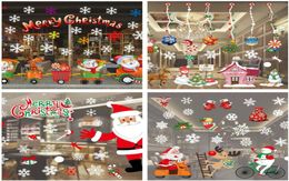 Christmas Decoration Window Glass Stickers Merry Christmas Santa Claus Snow PVC Removable Wall Sticker for Xmas Home Decals1420270