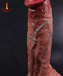Big Doublelayer Soft Realistic Large Dildo with Suction Cup Real Skin Feeling Penis Erotic Sex Toys for Women Liquid Silicon5582341