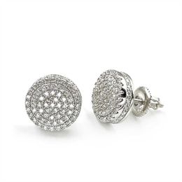Hiphop Jewelry 925 Sterling Silver Double Round VVs Moissanite Diamond Men Earrings White Gold Plated Stud Earrings For Women
