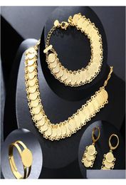 New Classic Arab Coin Jewelry Sets Gold Color Necklace Bracelet Earrings Ring Middle Eastern Muslim Coin Accessories Hsas09203389