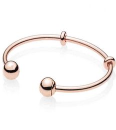 New 925 Sterling Silver Moments Rose Open Bangle with Signature Caps for Original Bracelet Bead Charm Diy Jewelry84660891164062