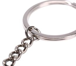 Polished Silver Colour 30mm Keyring Keychain Split Ring With Short Chain Key Rings Women Men DIY Key Chains Accessories 30006120321