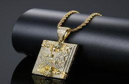 hip hop Poker K diamonds pendant necklaces for men women Religion Christianity luxury necklace jewelry gold plated copper zircons 8943056