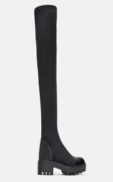 Womens Long Boots Spring Winter Black Over the Knee High Boots Female Thigh High Sock Boots Sexy Platform Elastic Slim Shoes3023298