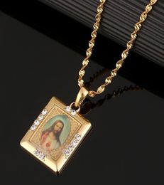 Rectangle Jesus Portrait Necklace Pendant Women Jesus Father Cross Necklace Jewelry2149237