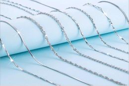 Solid 925 Sterling Silver Chain Necklace 1mm 18inch Box Twisted Starry Neck Chain for Pendant Necklace Jewelry9789278