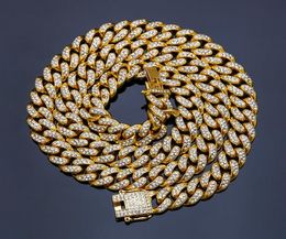 Fashion Iced Out Chains Necklaces Hip Hop Bling Jewellery Men 14k Gold Miami Cuban Link Chain4166935