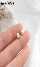 100 925 Sterling Silver Flowers Earrings Exquisite Sun Flower Shell Beads Stud For Women Fashion Jewellery 2202117731392