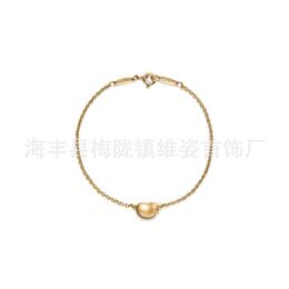 Designer's Fashionable and minimalist Brand 925 silver gold-plated bean bracelet light luxury high-end feeling womens version gift FD5H