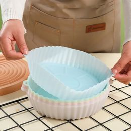 2Pcs Air Fryer Silicone Basket Silicone Mould Airfryer Oven Baking Tray Pizza Fried Chicken Basket Reusable Pan Liner Accessories