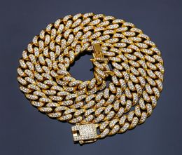 Fashion Iced Out Chains Necklaces Hip Hop Bling Jewellery Men 14k Gold Miami Cuban Link Chain2154256