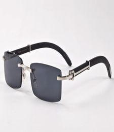 WholeLuxurybrand designer rimless sunglasses for men 2017 fason wood bamboo retro buffalo hornbrown black clear glass lens s6222027