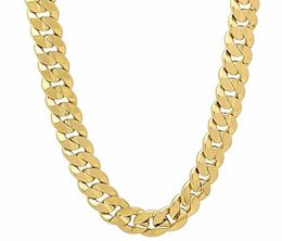 Massive Classic Male Jewellery Smooth Curb Chain 18k Yellow Gold Filled Womens Mens Solid Necklace 24 inches5033346