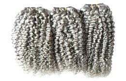 Grey hair extensions weave kinky curly human hair bundles 3PCSLOT virgin brazilian wave hair weavesDouble drawnNo shedding6067519