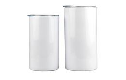 20oz 30oz Sublimation tapered Skinny Tumbler Stainless steel blank white with lid straw Cylinder water sea6415795