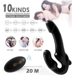 Strapless Strapon Dildo Vibrator for Couples Strapon For Lesiban Wireless Remote Control Doubleheads Adult Sex Toys 2110187077984