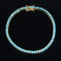 Bracelets Fashion Turquoises Bracelets for Women Girl Simple Classic 3mm Blue Stone Tennis Charm Bracelet Bangle Trendy Jewellery