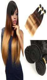 Ombre Brazilian Weave Bundle 1b427 Blonde Straight Nonremy Human Hair 34 Bundles Extensions8019541