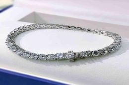 925 Sterling Silver 4mm 16cm 17cm 18cm Tennis 18K White Plated Created Moissanite Bracelet Bangle For Women Jewellery Party Gift5165352