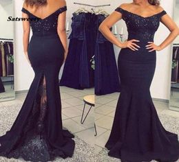 Black Lace Applique Mermaid Prom Dresses Long Formal Beading Evening Dress For Party Gowns8246955