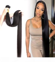 30 32 34 36 38 40 Inch Brazilian Body Wave Straight Hair Bundles 100 Human Hair Weaves Bundles Remy Hair Extensions6831475