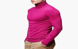 2020 New Men fashion t shirt tees Slim Tops Male stretch tshirt turtleneck long sleeve Tee Shirts High collar Men039s cotton T7047540