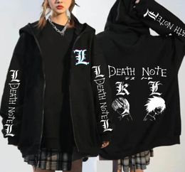 Men039s Hoodies Death Note Anime Zip Up Hoodie Jackets Hip Hop Streetwear Funy Long Sleeve Loose Casual Fashion Sweatshirt Unie9128796