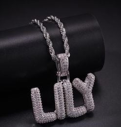 AZ Custom Small Letters Necklaces Charm Pendant For Men Women Gold Silver Colour Cubic Zirconia Hip Hop Jewellery Whole4169087