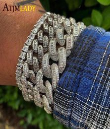big heavy width 14mm miami cuban chain bracelet baguette 5a cz paved hiphop mens whole iced out boy bracelet bangle jewelry25919198570634