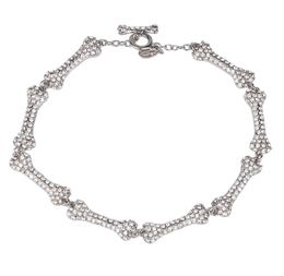 Achsection Bone Halskette voller Diamanten blinkt Diamanten Fivesection Knochen Saturn Halskette Europäische und amerikanische Punk8844652
