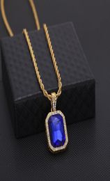 Mens Mini Ruby Pendant Necklace Gold Cuban Link Chain Fashion Hip Hop Necklaces Jewellery for Men Gift2778691