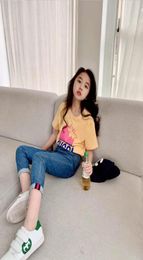summer kid girl fashion designer clothong sets orange shorts blue jeans set 100160cm boutique clothes cotton mateials whole 4220356