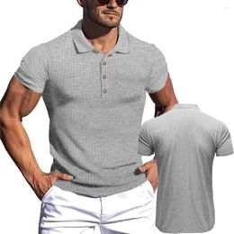 Men's Polos Sports Ice Silk Clothes High Stretch Knit Stripe POLO Shirt Slim Short Sleeve Tops Tees V Lapel Neck Tshirt S-5XL