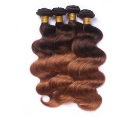 Brazilian Virgin Hair 3 Bundles T430 Body Wave Ombre Two Tones Color 1026inch Double Wefts 430 Color3962943