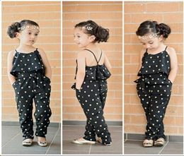 Fashion Summer Kids Girls Clothing Sets Cotton Sleeveless Polka Dot Strap Jumpsuit Clothes Outfits Children Suits 2203289414454