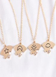 4piece Set Friend Friendship Necklace Sun Moon Cloud And Star Inlaid Rhinestone Stitching BFF Pendant Fashion Jewelry Gift1437582