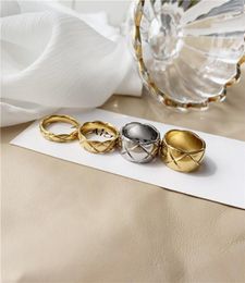 fashion OL geometry rhombus diamond designer band rings for women men 18K gold stainless steel simple love couple ring wedding jew6089284