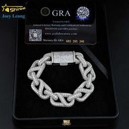 Luxury Hip Hop Jewellery 15mm Iced Out 925 Silver Gold Plated Vvs d Colour Infinity Link Moissanie Cuban Link Chain Bracelet