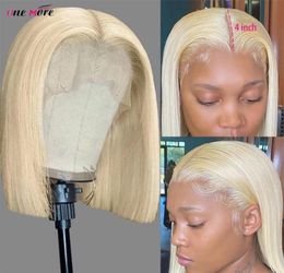 613 Blonde Short Bob Wig Straight Lace Frontal Wigs For Black Women Synthetic Closure Wigs Daily Party 180 density8517137