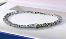 925 Sterling Silver 4mm 16cm 17cm 18cm Tennis 18K White Plated Created Moissanite Bracelet Bangle For Women Jewelry Party Gift8817263