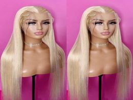28 inch Long Bone Straight 13x4 Brazilian Lace Front Wig 613 Honey Blonde Synthetic Lace Frontal Wigs For Women6134872