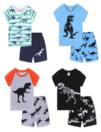 Baby boys dinosaur print outfits children stripe topshorts 2pcsset 2018 summer suit Boutique kids Clothing Sets 15 colors C45365227596