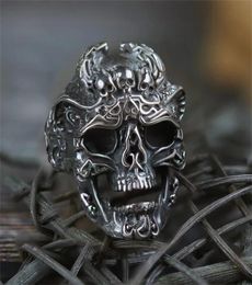 Men 316L Stainless Steel Skull Dragon Ring Punk Biker Finger Rings Skeletons Men039s Fashion Jewellery Size 8133826319