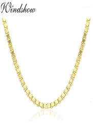 Chains 28mm Real 925 Sterling Silver Gold Colour Box Chain Necklace Women Men Jewellery Heavy Kolye Collares Hip Hop 4045505560c2148885