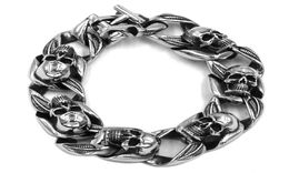 Gothic Skull Bracelet Stainless Steel Titanium Jewellery Punk Cool Motorc Mens Boys Whole 351BLink Chain Link2940914