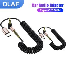 Converters 3.5mm Jack Audio Cable 3.5 Male to Type C/3.5MM Male Car Spring AUX Cable Adapter For Phone Car Speaker MP4 Headphone Aux Cord