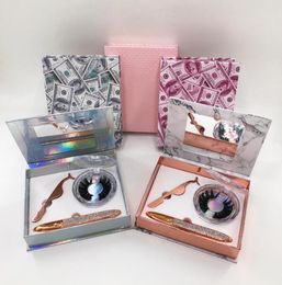 Luxury Mirror Eyelash Set Cases With Mink Lashes Tweezers Selfadhesive Eyeliner Pen Gift Box Private Logo Label3089682