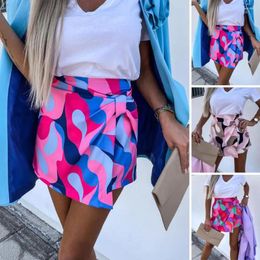 Women's Pants Short Geometric Printed Women Divided Skirt Summer Outdoor Casual Pantskirt With High Waist For Daily Wear